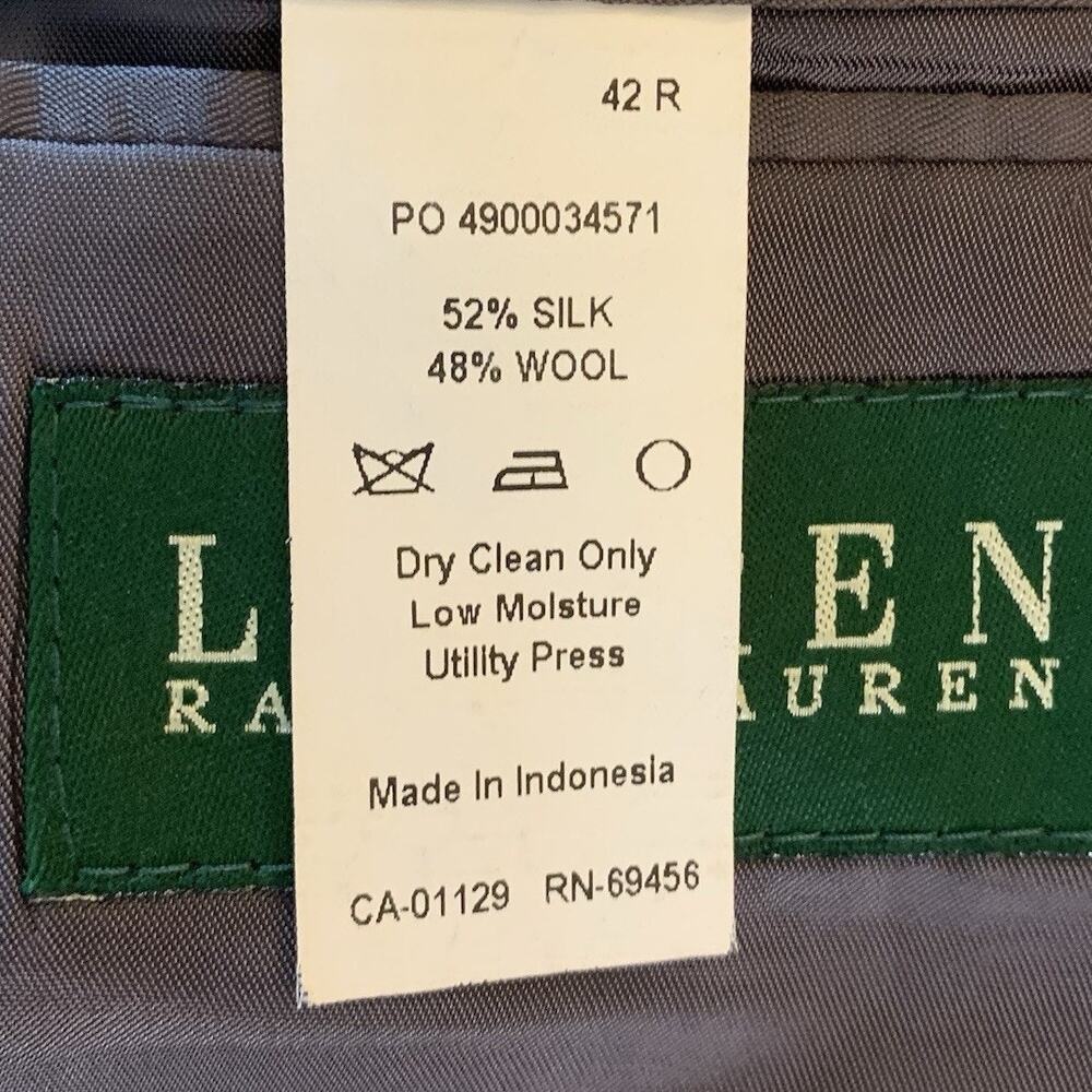 Lauren Ralph Lauren Men's 42R Silk/Wool Houndstooth Blazer Sport Coat Brown - Picture 13 of 16